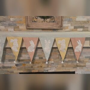 Nicole Miller Easter Bunny Mantel Scarf -Pastel Yellow, Pink, Mint